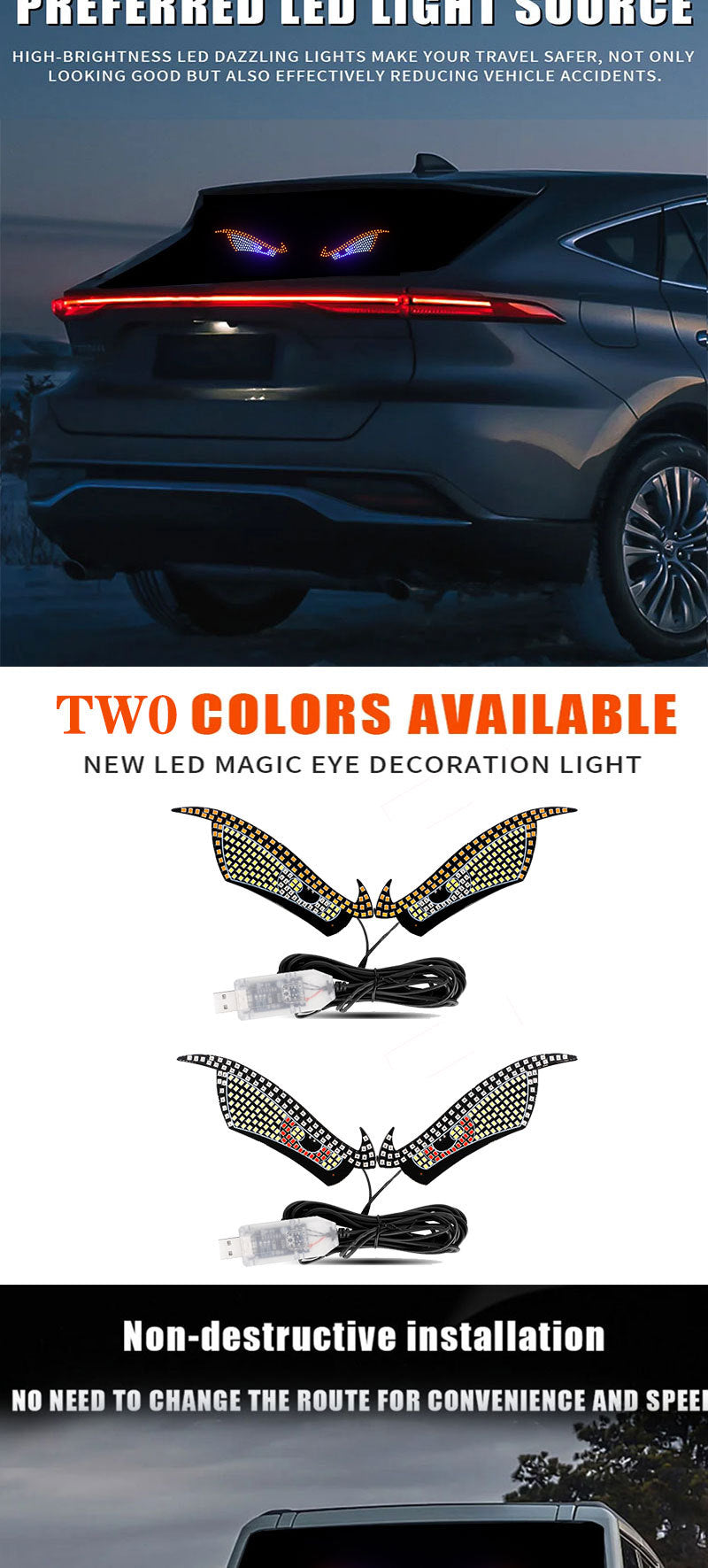 Car Back Window expression lights LED Strips Light Panel Car Windshield Display Devil's Eye Decorative Lamps USB Plug Lighting
