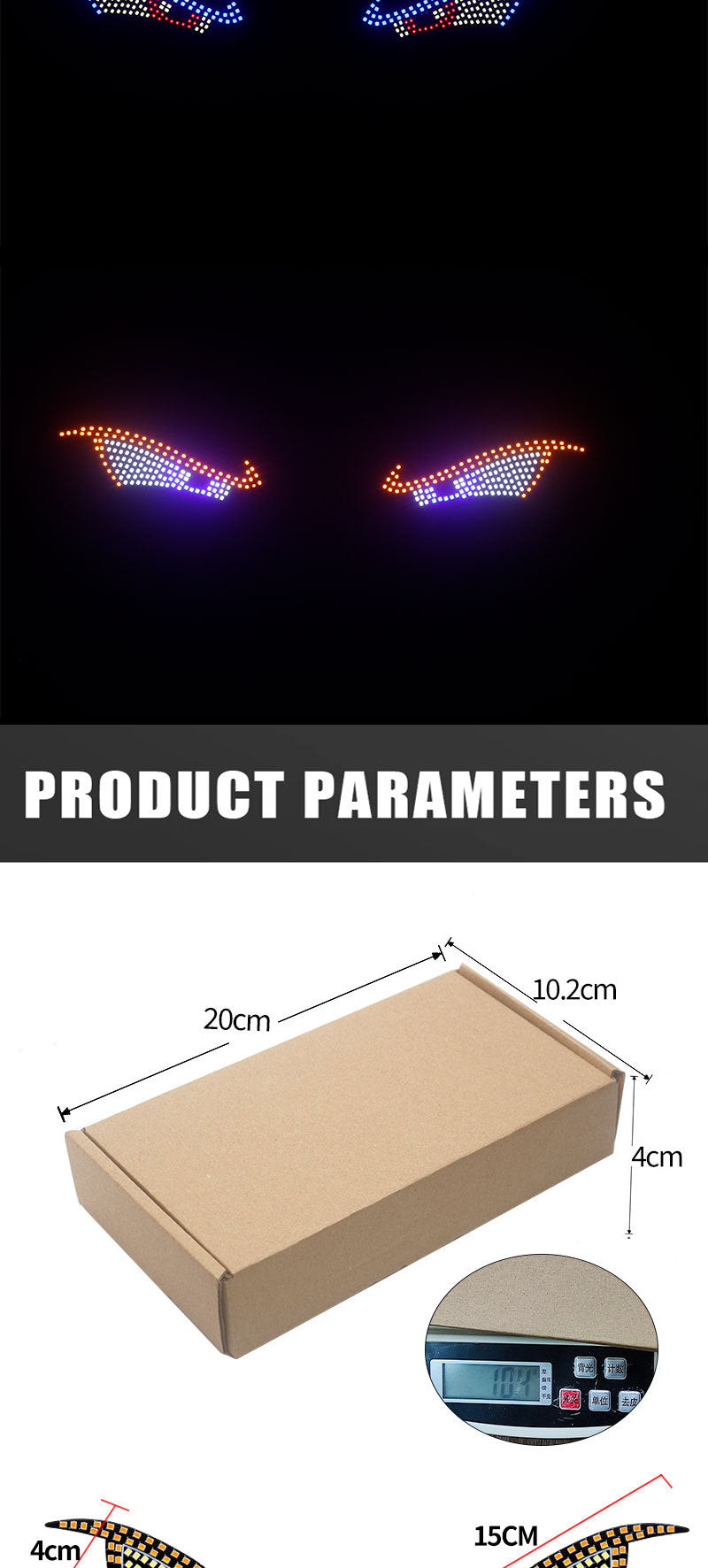Car Back Window expression lights LED Strips Light Panel Car Windshield Display Devil's Eye Decorative Lamps USB Plug Lighting