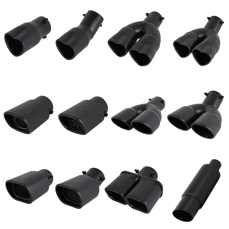 1Pcs Car Parts New Design Heart Shape Style Car Accessories Stainless Steel Black Exhaust Tips Muffler Tail Pipe