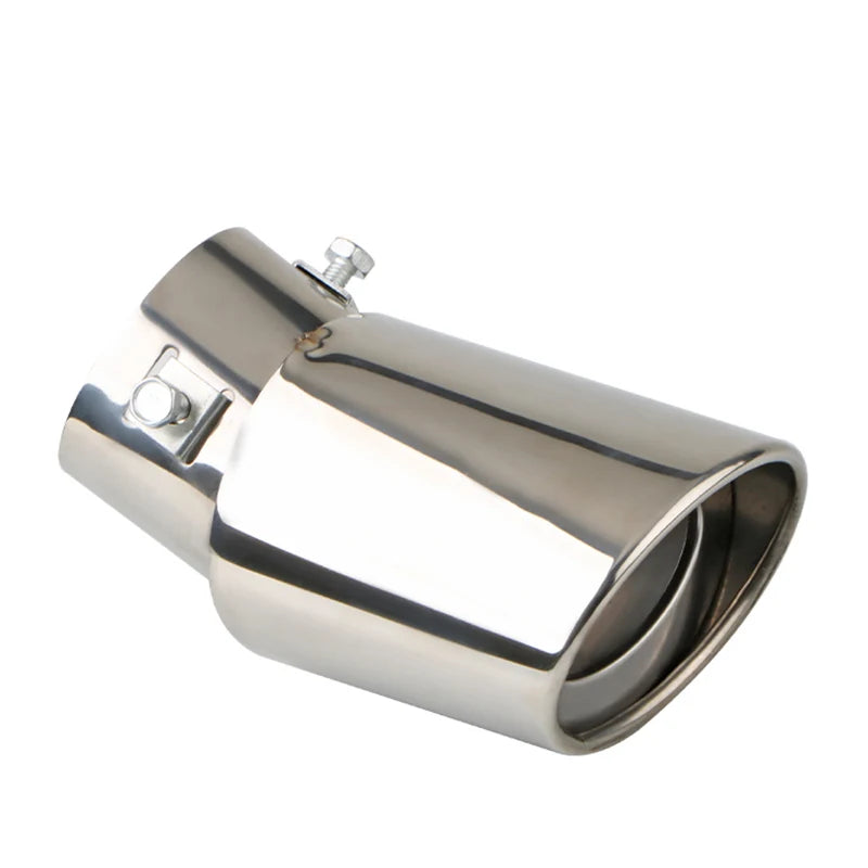 1PCS 2.5" Inlet Car Auto Exhaust Muffler Tip Pipe Stainless Steel Chrome Trim Rear Tail Throat For Most Cars