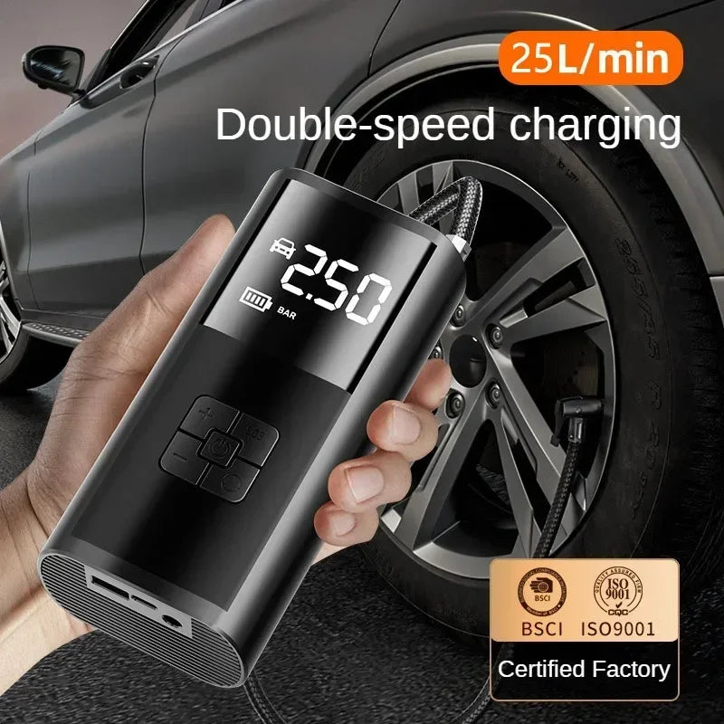 LEIBOO Portable Car Tire Inflator Fast Air Compressor with Accurate Pressure - for Motorcycle/Bicycle/Ball Quick Inflation Pump