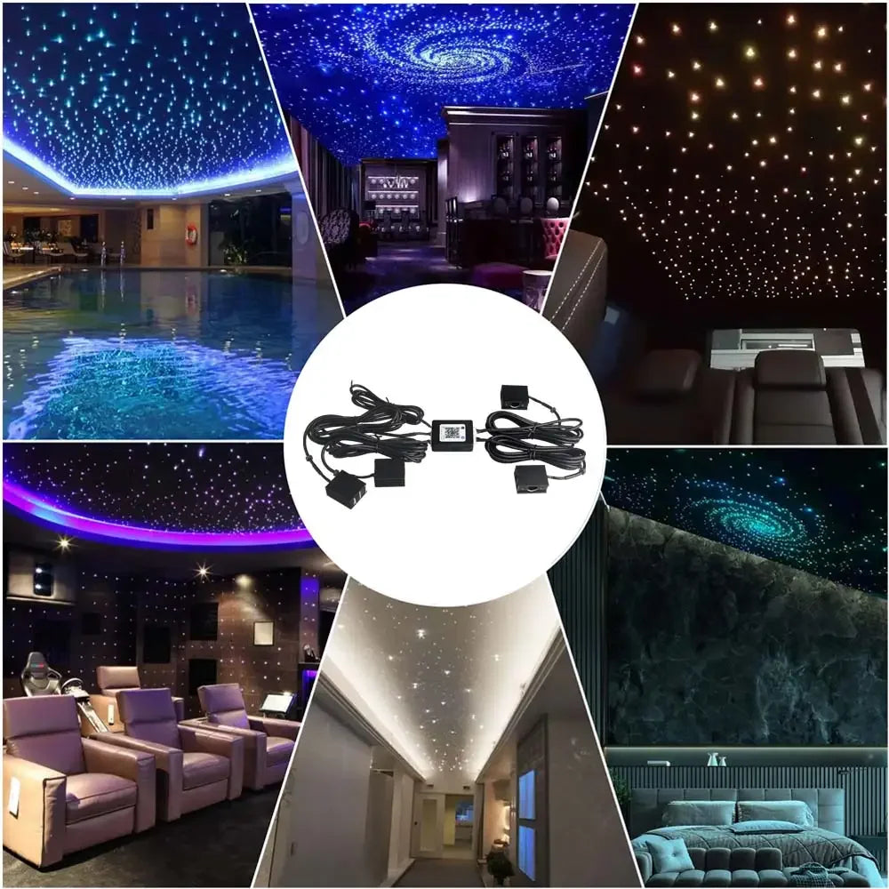 RGBW 1/2/4/6 split machine Car Roof Star Light APP Control Fiber Optic Star Ceiling Light Starry Sky ceiling for Car Home