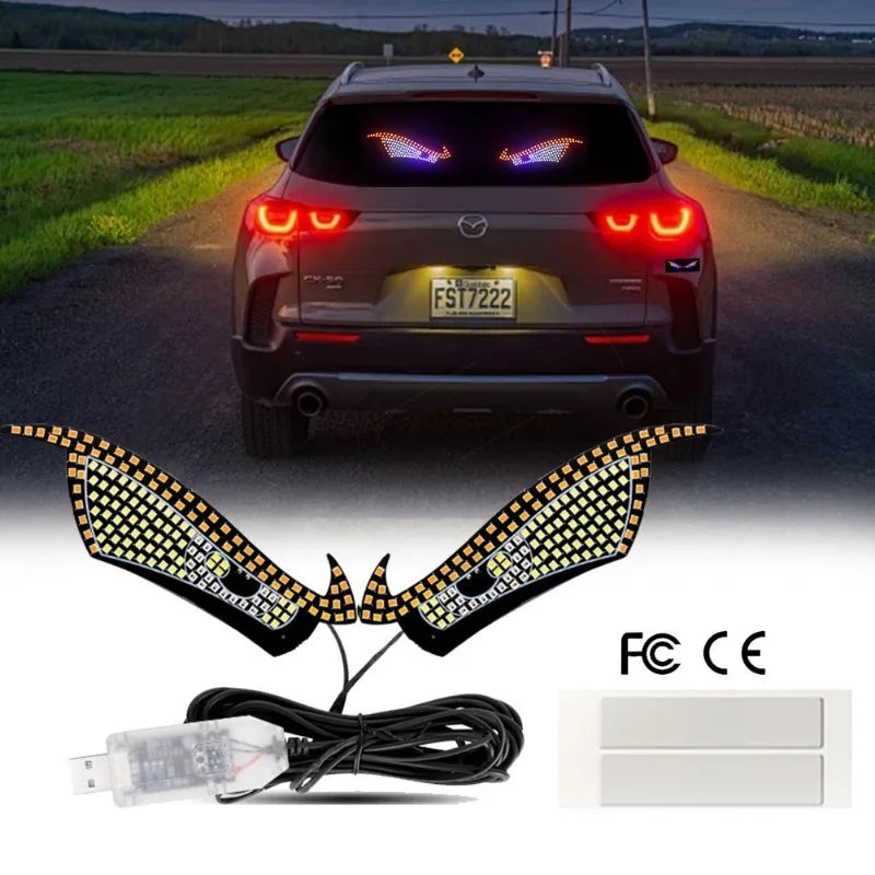 Car Back Window expression lights LED Strips Light Panel Car Windshield Display Devil's Eye Decorative Lamps USB Plug Lighting