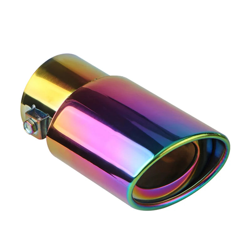 1PCS 2.5" Inlet Car Auto Exhaust Muffler Tip Pipe Stainless Steel Chrome Trim Rear Tail Throat For Most Cars
