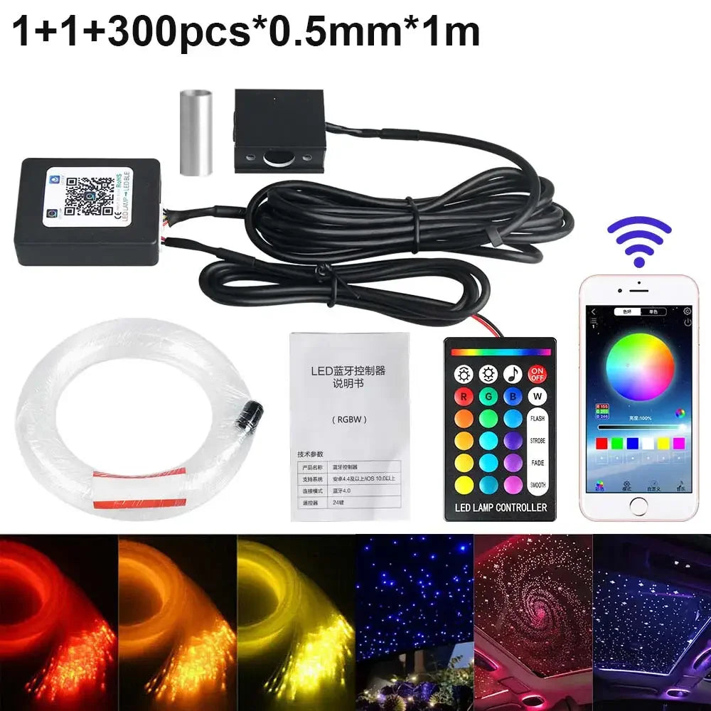 RGBW 1/2/4/6 split machine Car Roof Star Light APP Control Fiber Optic Star Ceiling Light Starry Sky ceiling for Car Home