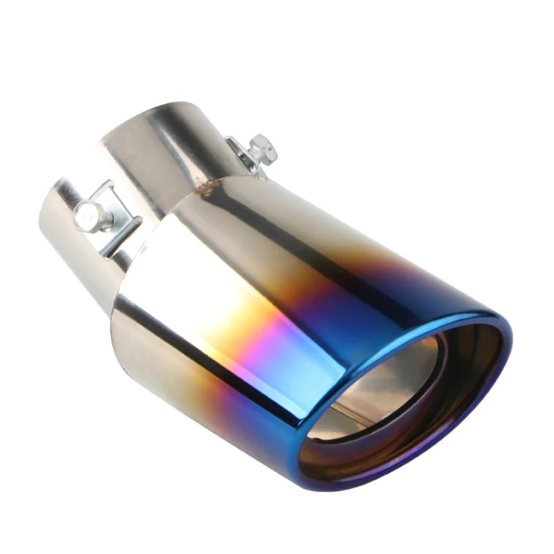 1PCS 2.5" Inlet Car Auto Exhaust Muffler Tip Pipe Stainless Steel Chrome Trim Rear Tail Throat For Most Cars