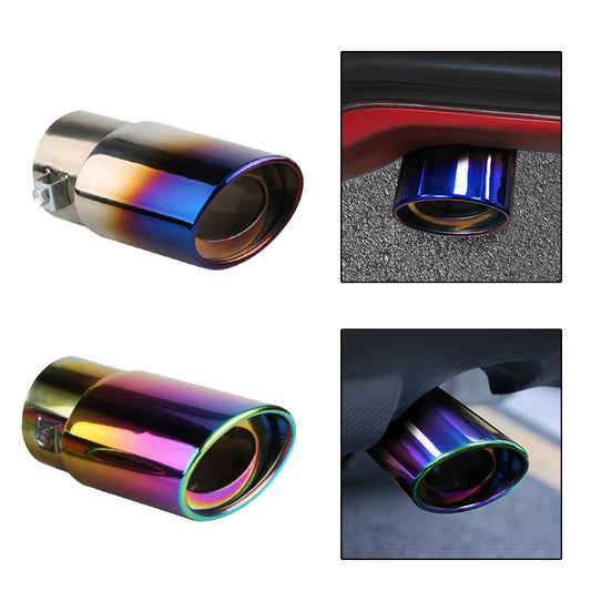 1PCS 2.5" Inlet Car Auto Exhaust Muffler Tip Pipe Stainless Steel Chrome Trim Rear Tail Throat For Most Cars
