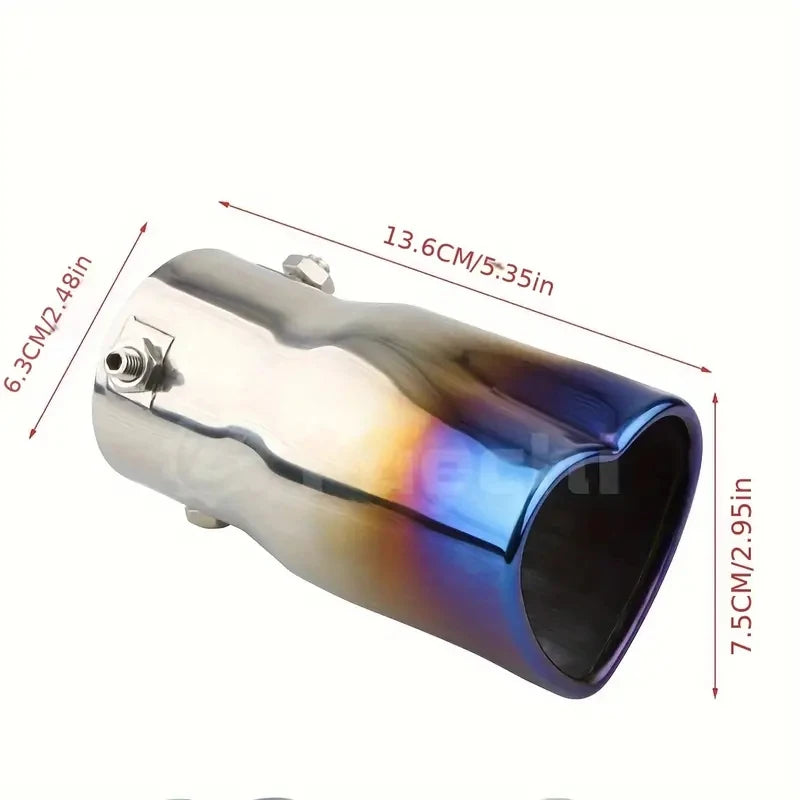 2.5-inch car heart-shaped style single outlet exhaust pipe stainless steel rear exhaust head muffler tailpipe exhaust pipe