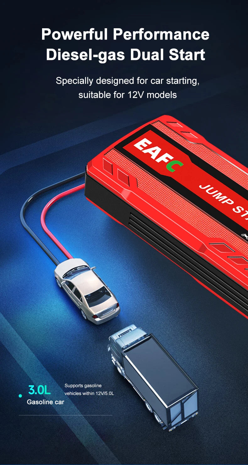 Car Jump Starter Battery Power Bank 600A for Car Starter Portable Emergency Booster 12V Auto Starting Device Petrol Diesel