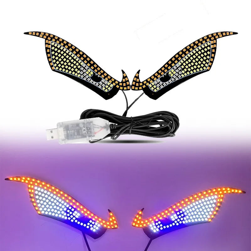 Car Back Window expression lights LED Strips Light Panel Car Windshield Display Devil's Eye Decorative Lamps USB Plug Lighting