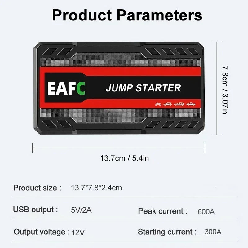 Car Jump Starter Battery Power Bank 600A for Car Starter Portable Emergency Booster 12V Auto Starting Device Petrol Diesel