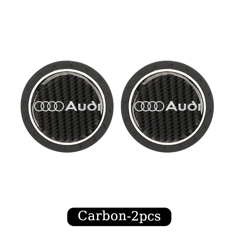 2Pcs Car Water Cup Mat Carbon Fiber Bottle Holder Pad Anti-slip For Audi A1 A3 A4 A5 A6 A7 A8 Q2 Q3 Q5 Q7 Q8 Quattro S7 S8 S3 S4