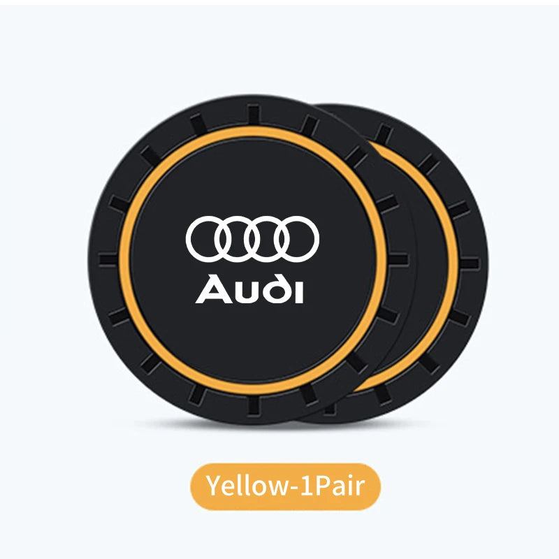 2Pcs Car Water Cup Mat Carbon Fiber Bottle Holder Pad Anti-slip For Audi A1 A3 A4 A5 A6 A7 A8 Q2 Q3 Q5 Q7 Q8 Quattro S7 S8 S3 S4