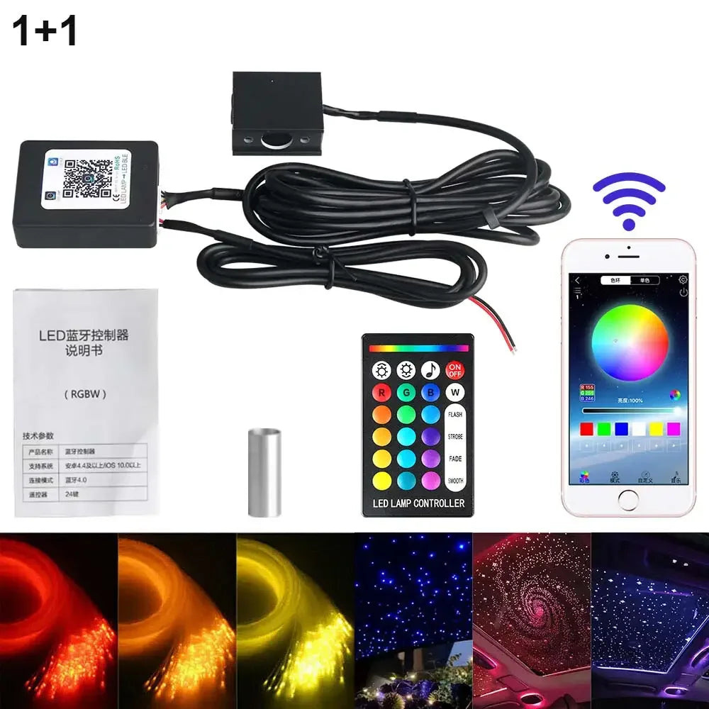 RGBW 1/2/4/6 split machine Car Roof Star Light APP Control Fiber Optic Star Ceiling Light Starry Sky ceiling for Car Home