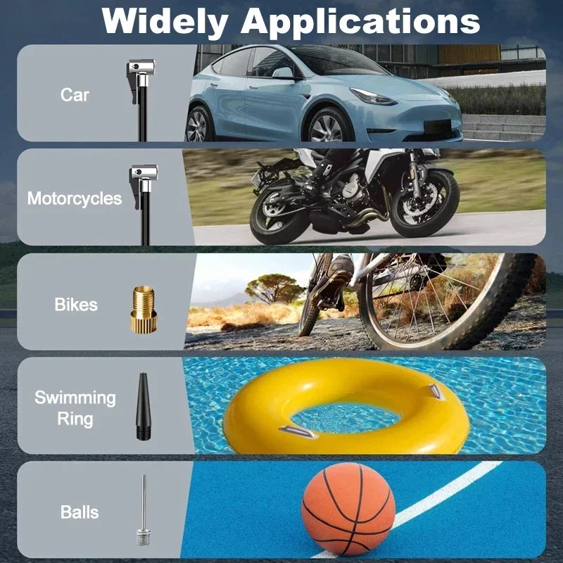 LEIBOO Portable Car Tire Inflator Fast Air Compressor with Accurate Pressure - for Motorcycle/Bicycle/Ball Quick Inflation Pump