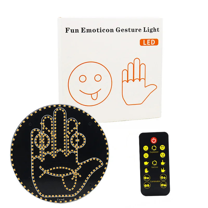 Car mounted LED fun expression light smiley face light rear window multifunctional warning gesture palm light