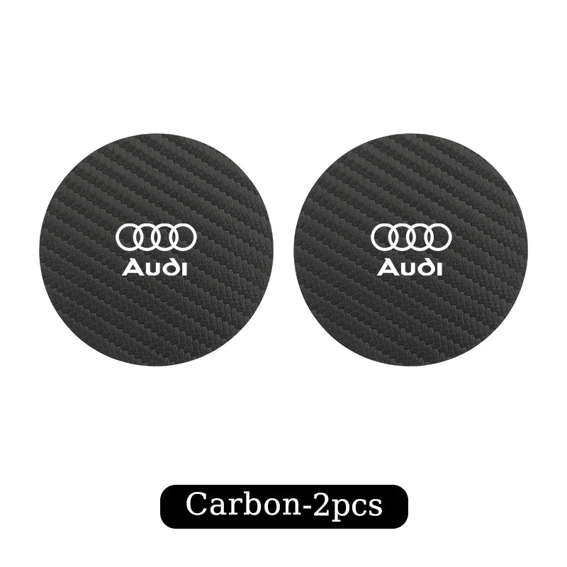2Pcs Car Water Cup Mat Carbon Fiber Bottle Holder Pad Anti-slip For Audi A1 A3 A4 A5 A6 A7 A8 Q2 Q3 Q5 Q7 Q8 Quattro S7 S8 S3 S4