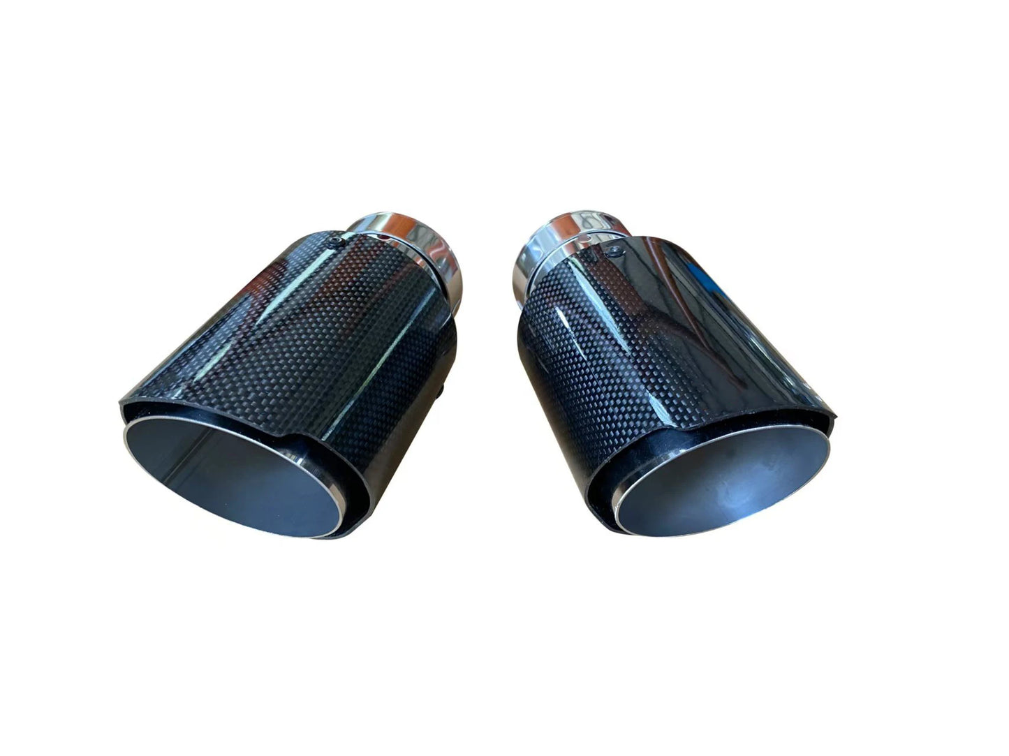 1Pcs Automotive Universal Single Outlet Stainless Steel Muffler Carbon Fiber Exhaust Tip Tips Bright Exhaust Nozzle