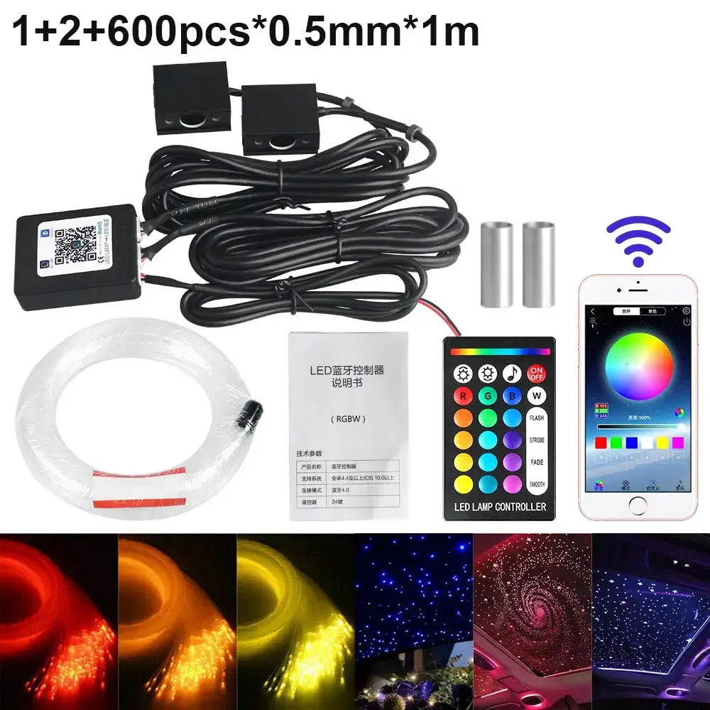 RGBW 1/2/4/6 split machine Car Roof Star Light APP Control Fiber Optic Star Ceiling Light Starry Sky ceiling for Car Home