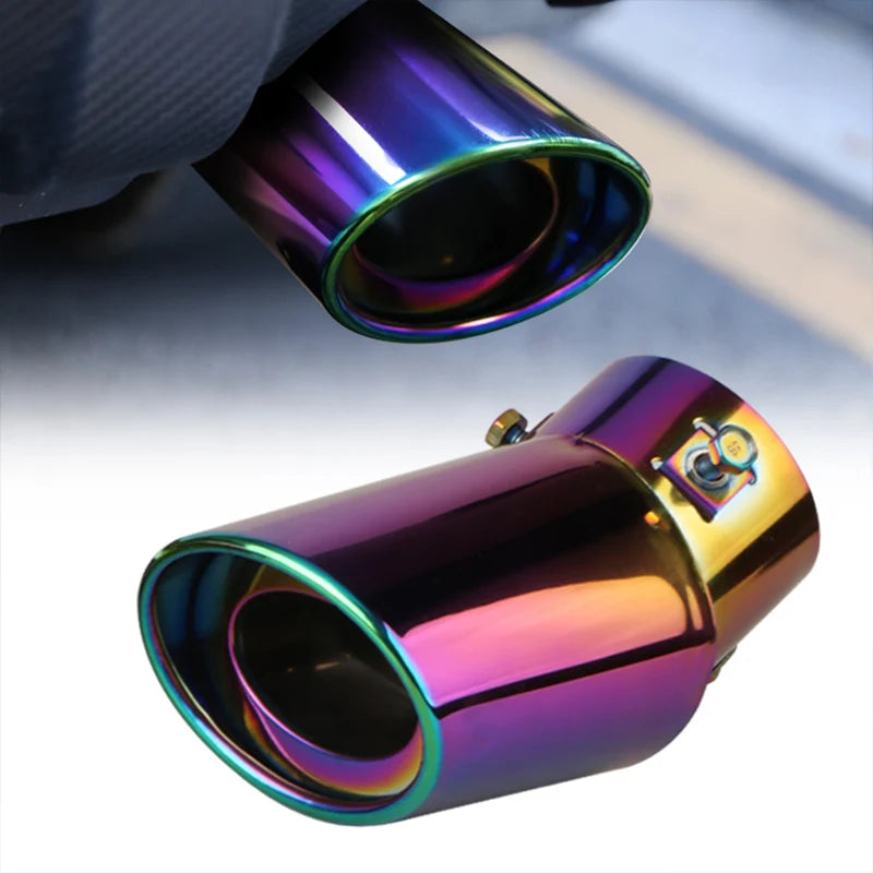 1PCS 2.5" Inlet Car Auto Exhaust Muffler Tip Pipe Stainless Steel Chrome Trim Rear Tail Throat For Most Cars