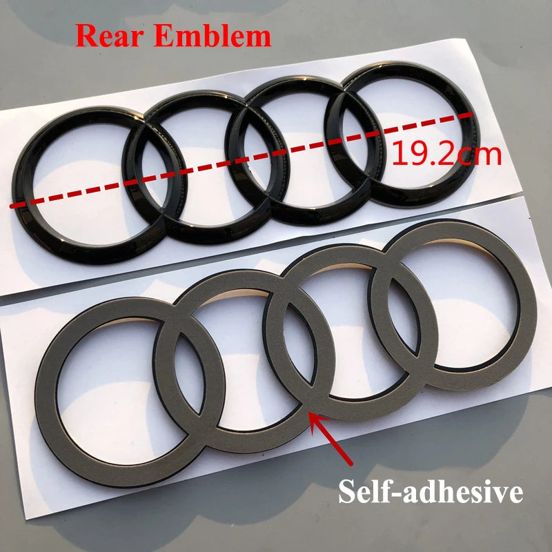 4 Rings ABS Car Front Hood Emblem Bonnet Logo Rear Trunk Badge For Audi A3 A4 A5 A6 A7 A1 A2 Q2 Q3 Q4 Q5 Q7 Q8 TT S3 S4 S5 S6 S7
