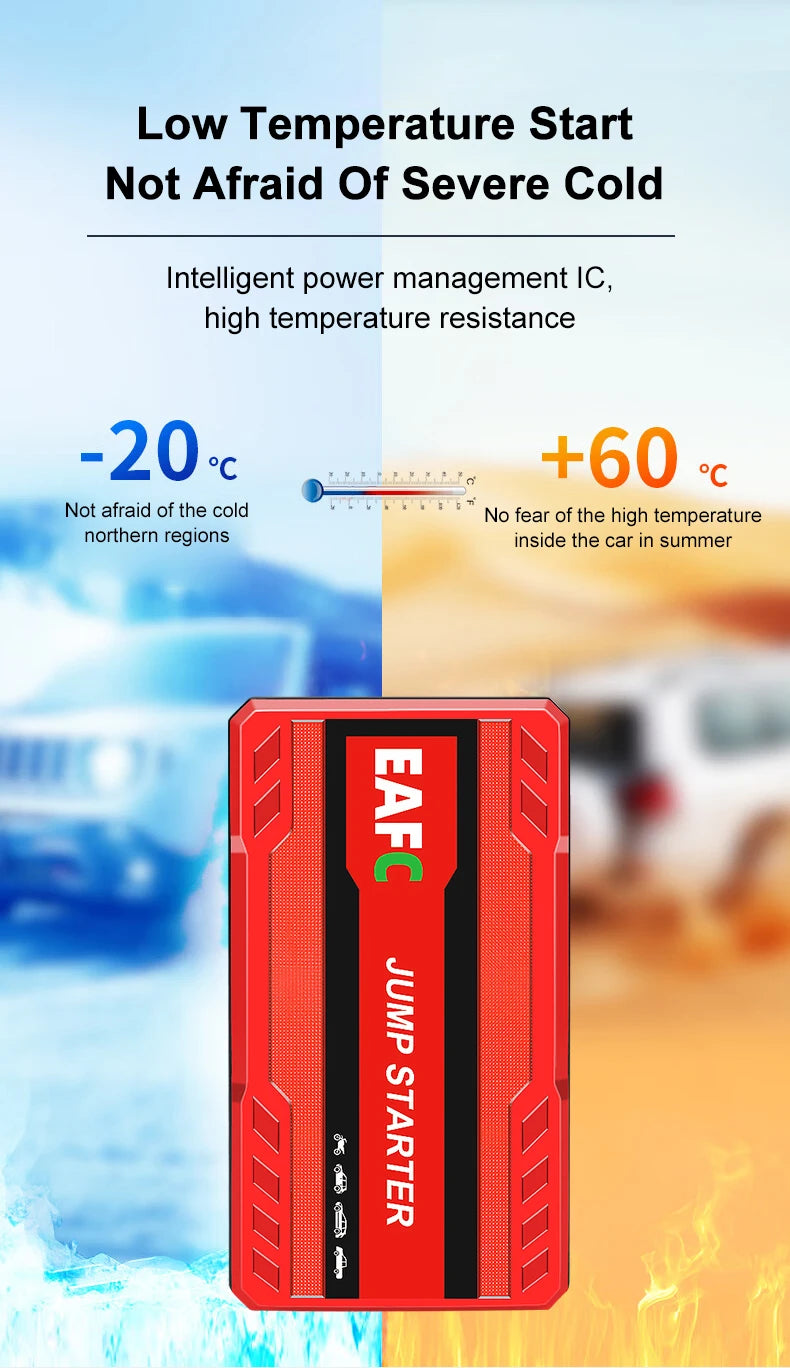 Car Jump Starter Battery Power Bank 600A for Car Starter Portable Emergency Booster 12V Auto Starting Device Petrol Diesel
