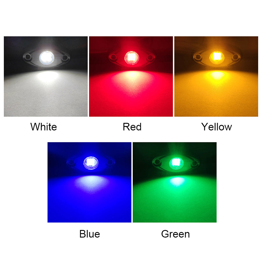 Waterproof 12V LED Rock Lights Kit Underbody Underglow Trail Rig Atmosphere Lamp for Car Truck ATV SUV Offroad Fender Neon Light