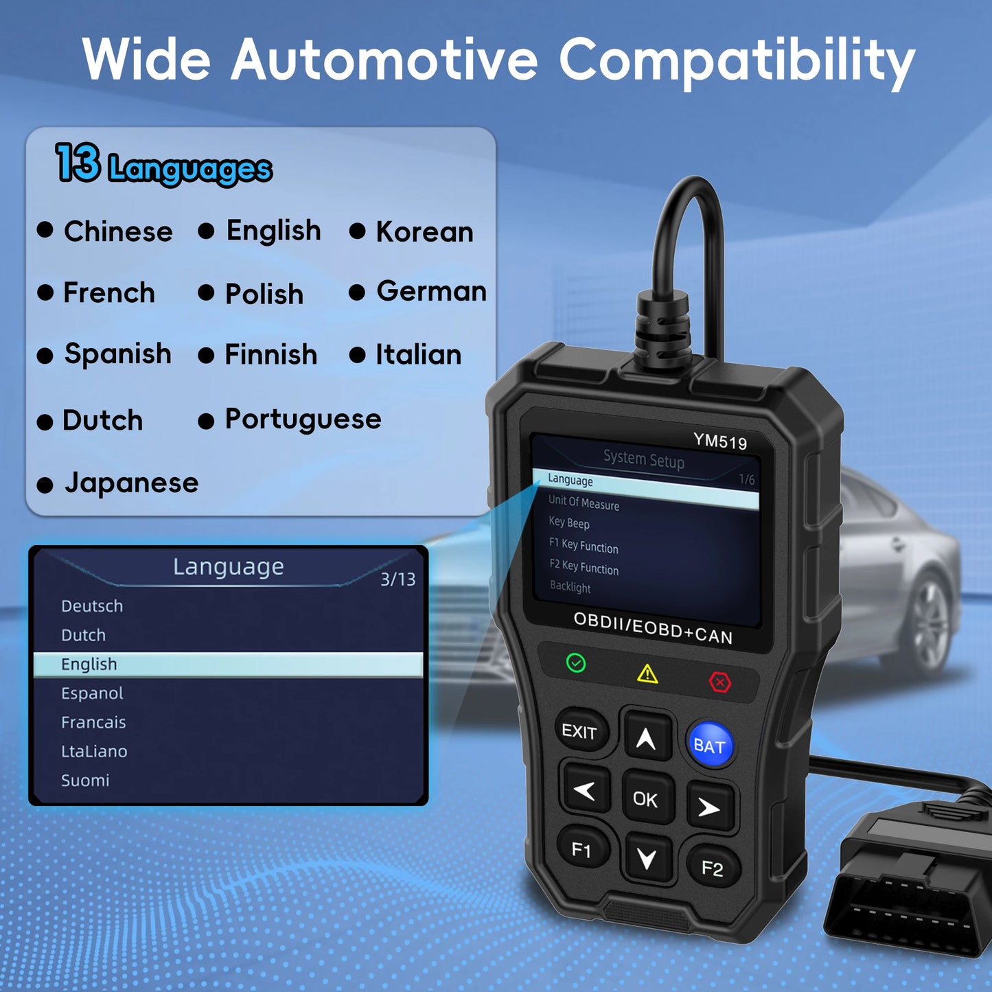 Professional OBD2 Scanner Diagnostic Tool Check Engine Light Vehicle Code Reader Car Fault Code Scanner for All CAN OBDII Cars