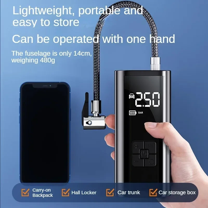 LEIBOO Portable Car Tire Inflator Fast Air Compressor with Accurate Pressure - for Motorcycle/Bicycle/Ball Quick Inflation Pump