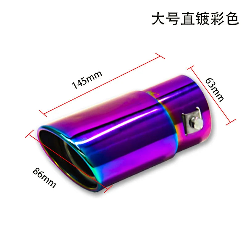 1PC 2.5" Inlet Car Auto Exhaust Muffler Tip Pipe Stainless Steel Chrome Trim Rear Tail Throat for Most