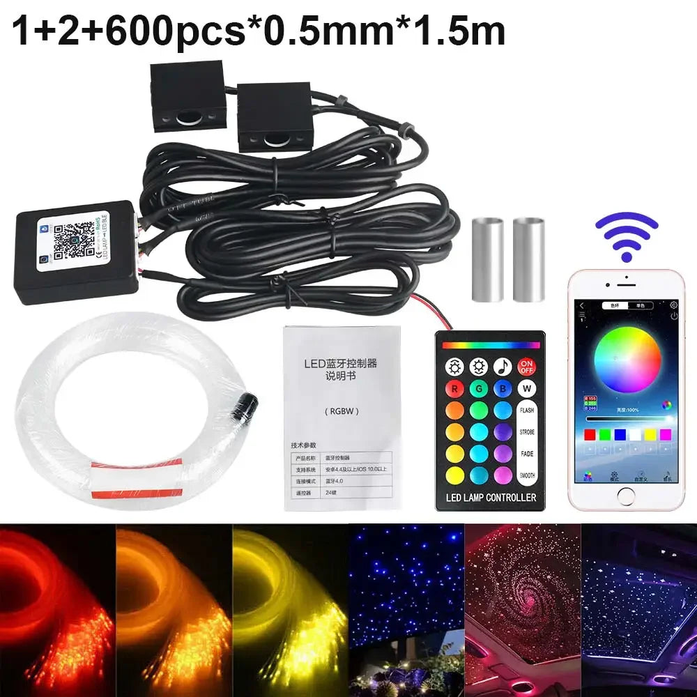 RGBW 1/2/4/6 split machine Car Roof Star Light APP Control Fiber Optic Star Ceiling Light Starry Sky ceiling for Car Home