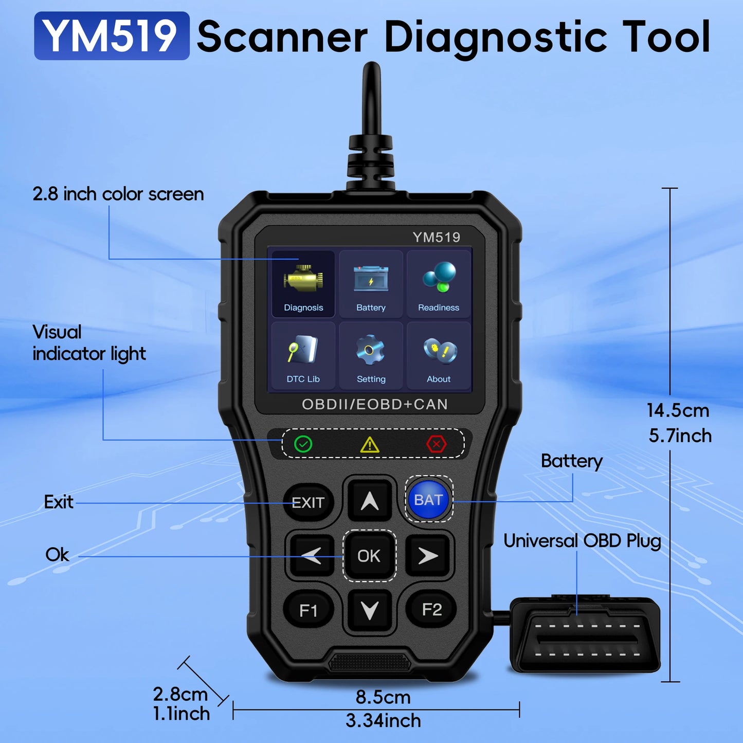 Professional OBD2 Scanner Diagnostic Tool Check Engine Light Vehicle Code Reader Car Fault Code Scanner for All CAN OBDII Cars