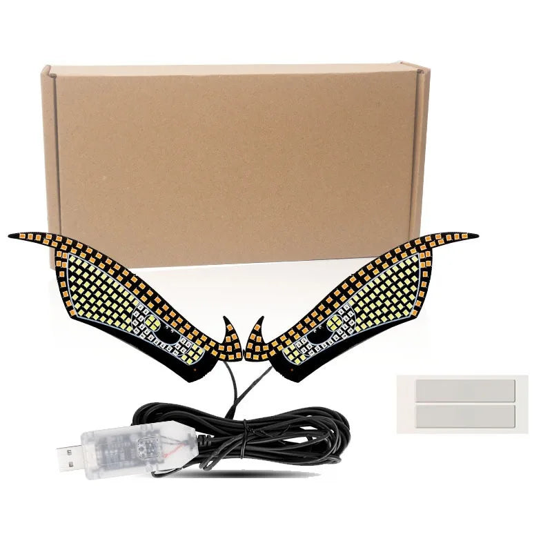Car Back Window expression lights LED Strips Light Panel Car Windshield Display Devil's Eye Decorative Lamps USB Plug Lighting