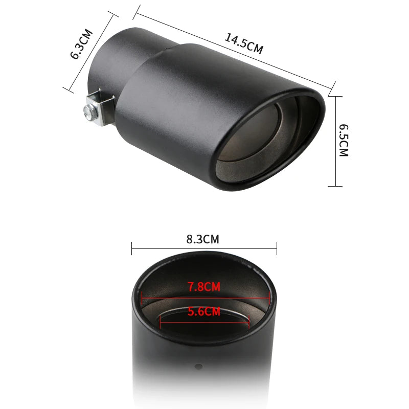 1PCS 2.5" Inlet Car Auto Exhaust Muffler Tip Pipe Stainless Steel Chrome Trim Rear Tail Throat For Most Cars
