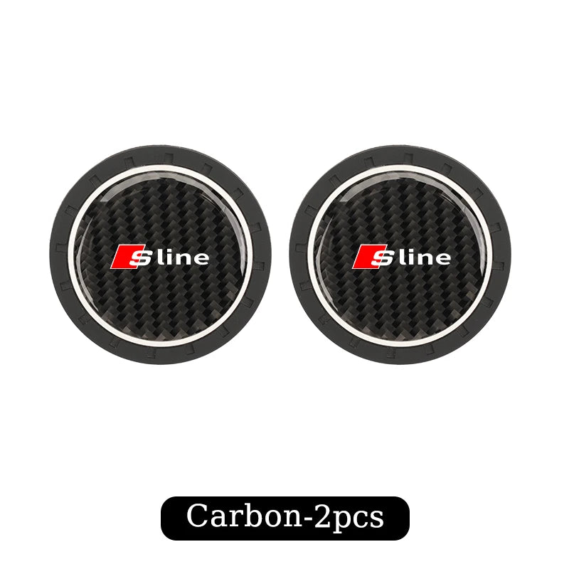 2Pcs Car Water Cup Mat Carbon Fiber Bottle Holder Pad Anti-slip For Audi A1 A3 A4 A5 A6 A7 A8 Q2 Q3 Q5 Q7 Q8 Quattro S7 S8 S3 S4