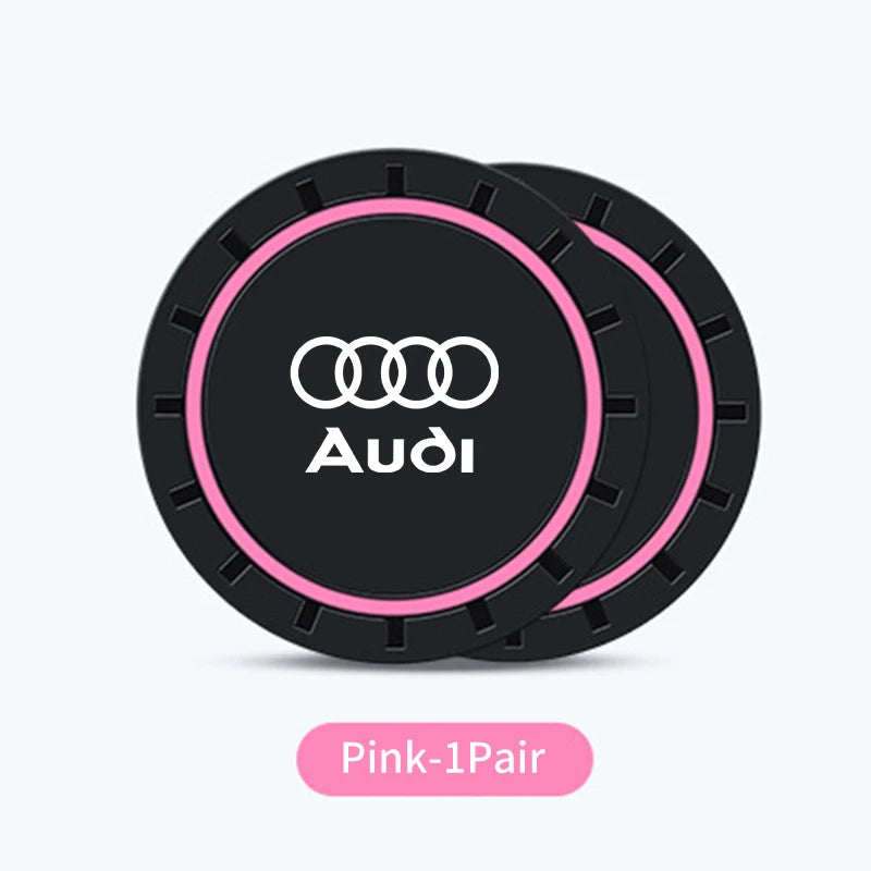 2Pcs Car Water Cup Mat Carbon Fiber Bottle Holder Pad Anti-slip For Audi A1 A3 A4 A5 A6 A7 A8 Q2 Q3 Q5 Q7 Q8 Quattro S7 S8 S3 S4