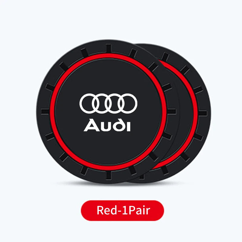 2Pcs Car Water Cup Mat Carbon Fiber Bottle Holder Pad Anti-slip For Audi A1 A3 A4 A5 A6 A7 A8 Q2 Q3 Q5 Q7 Q8 Quattro S7 S8 S3 S4