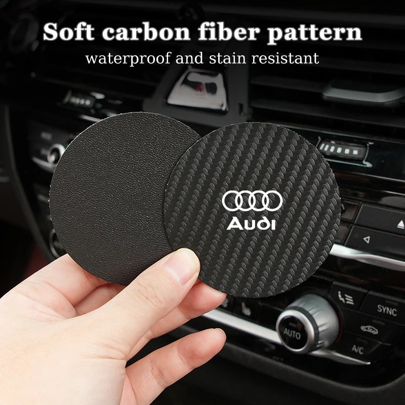 2Pcs Car Water Cup Mat Carbon Fiber Bottle Holder Pad Anti-slip For Audi A1 A3 A4 A5 A6 A7 A8 Q2 Q3 Q5 Q7 Q8 Quattro S7 S8 S3 S4