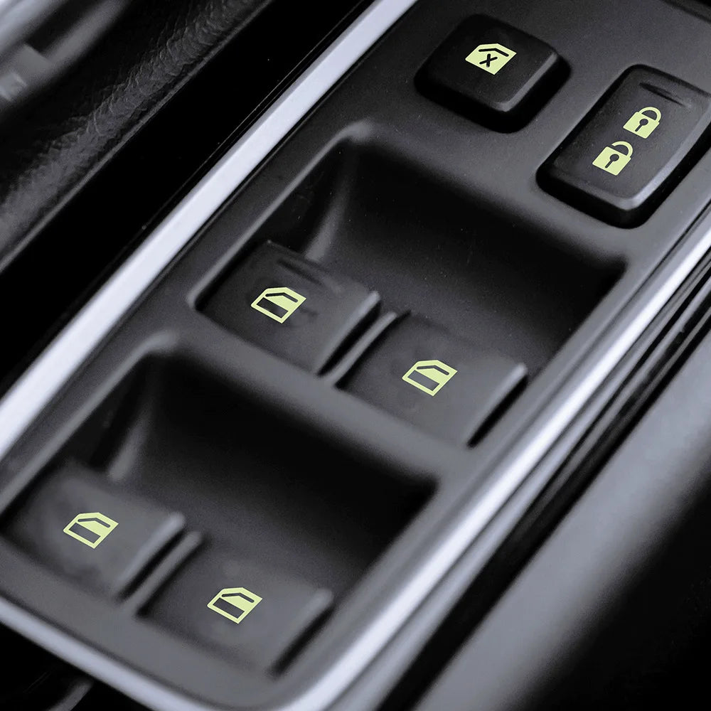 Car Window Button Luminous Sticker Lifter Switch Night Fluorescent Decals Cars Interior Stickers Auto Accessories