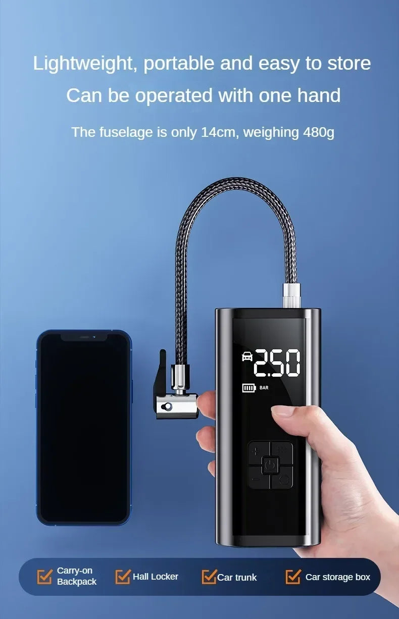 LEIBOO Portable Car Tire Inflator Fast Air Compressor with Accurate Pressure - for Motorcycle/Bicycle/Ball Quick Inflation Pump