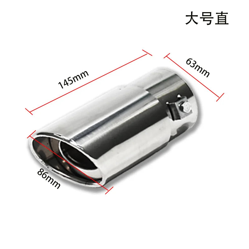1PC 2.5" Inlet Car Auto Exhaust Muffler Tip Pipe Stainless Steel Chrome Trim Rear Tail Throat for Most