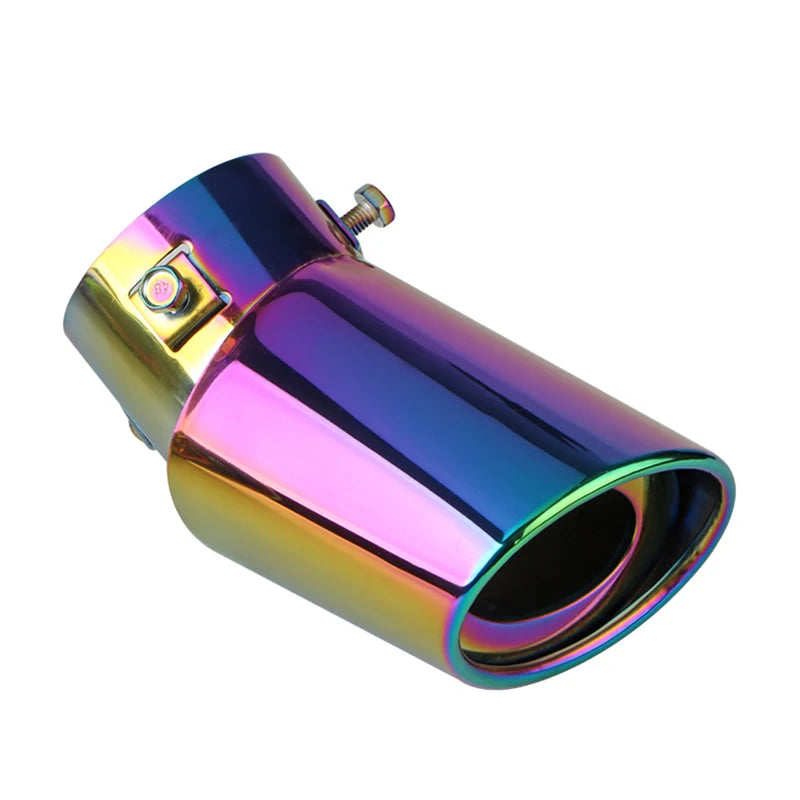 1PCS 2.5" Inlet Car Auto Exhaust Muffler Tip Pipe Stainless Steel Chrome Trim Rear Tail Throat For Most Cars