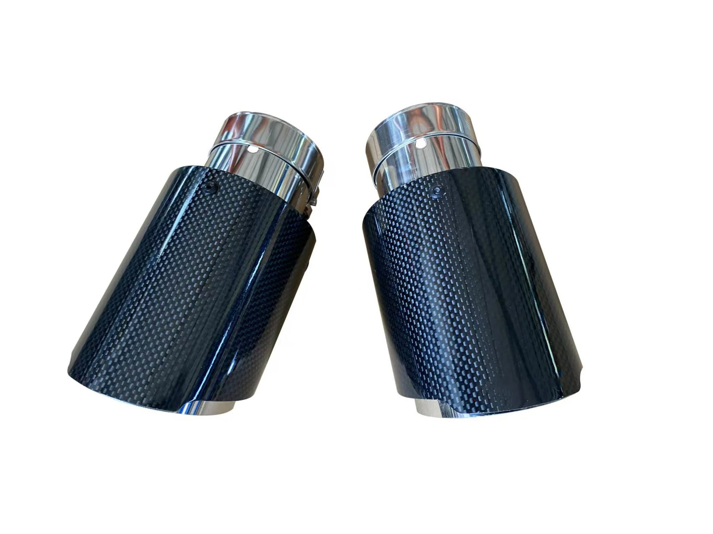 1Pcs Automotive Universal Single Outlet Stainless Steel Muffler Carbon Fiber Exhaust Tip Tips Bright Exhaust Nozzle