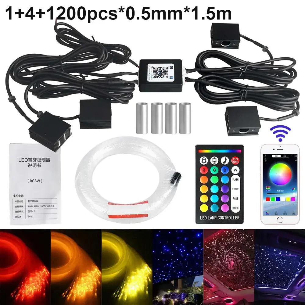 RGBW 1/2/4/6 split machine Car Roof Star Light APP Control Fiber Optic Star Ceiling Light Starry Sky ceiling for Car Home