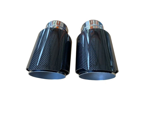 1Pcs Automotive Universal Single Outlet Stainless Steel Muffler Carbon Fiber Exhaust Tip Tips Bright Exhaust Nozzle