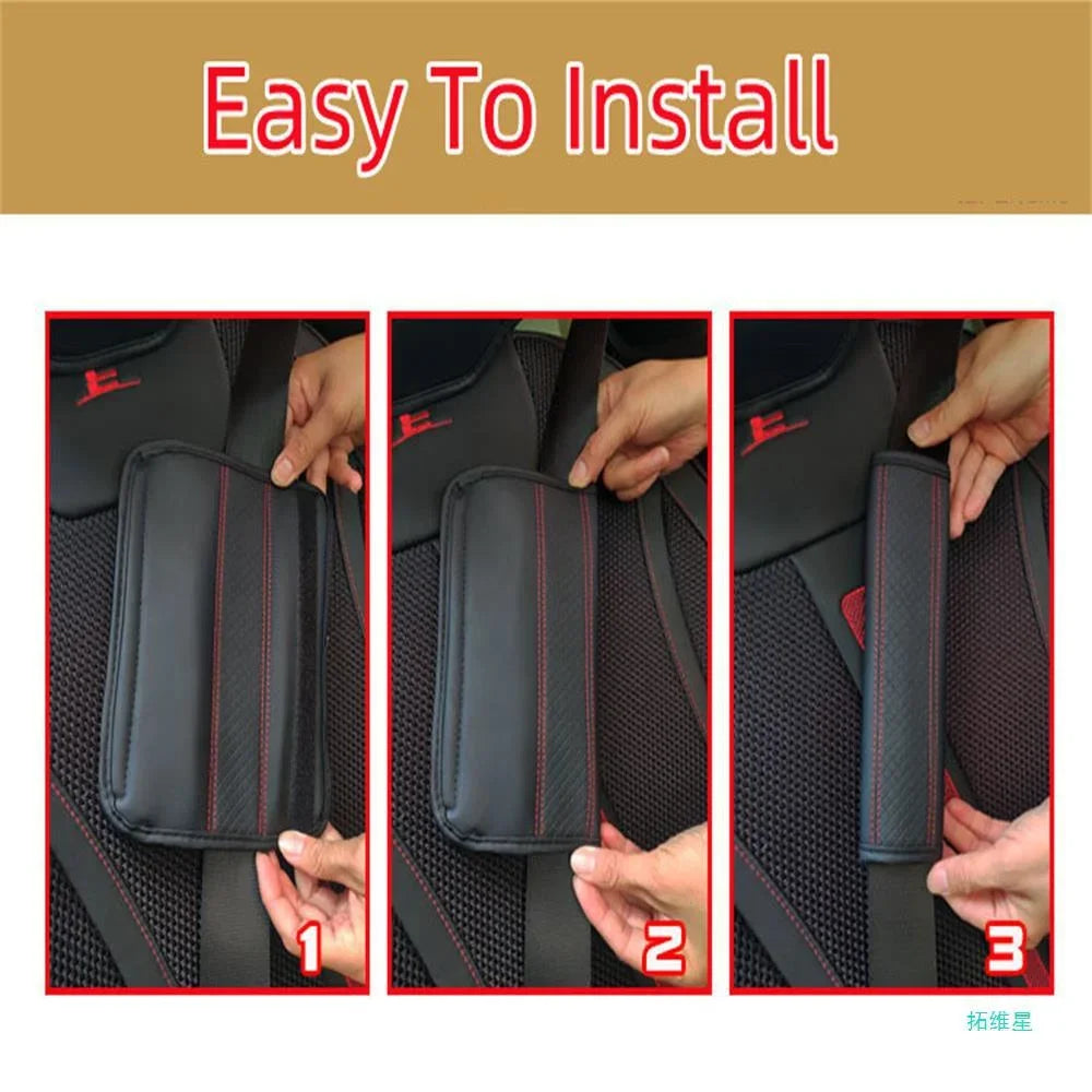 Car Seat Belt Pu Leather Safety Belt Shoulder Cover Breathable Protection Seat Belt Padding Pad Auto Interior Accessories