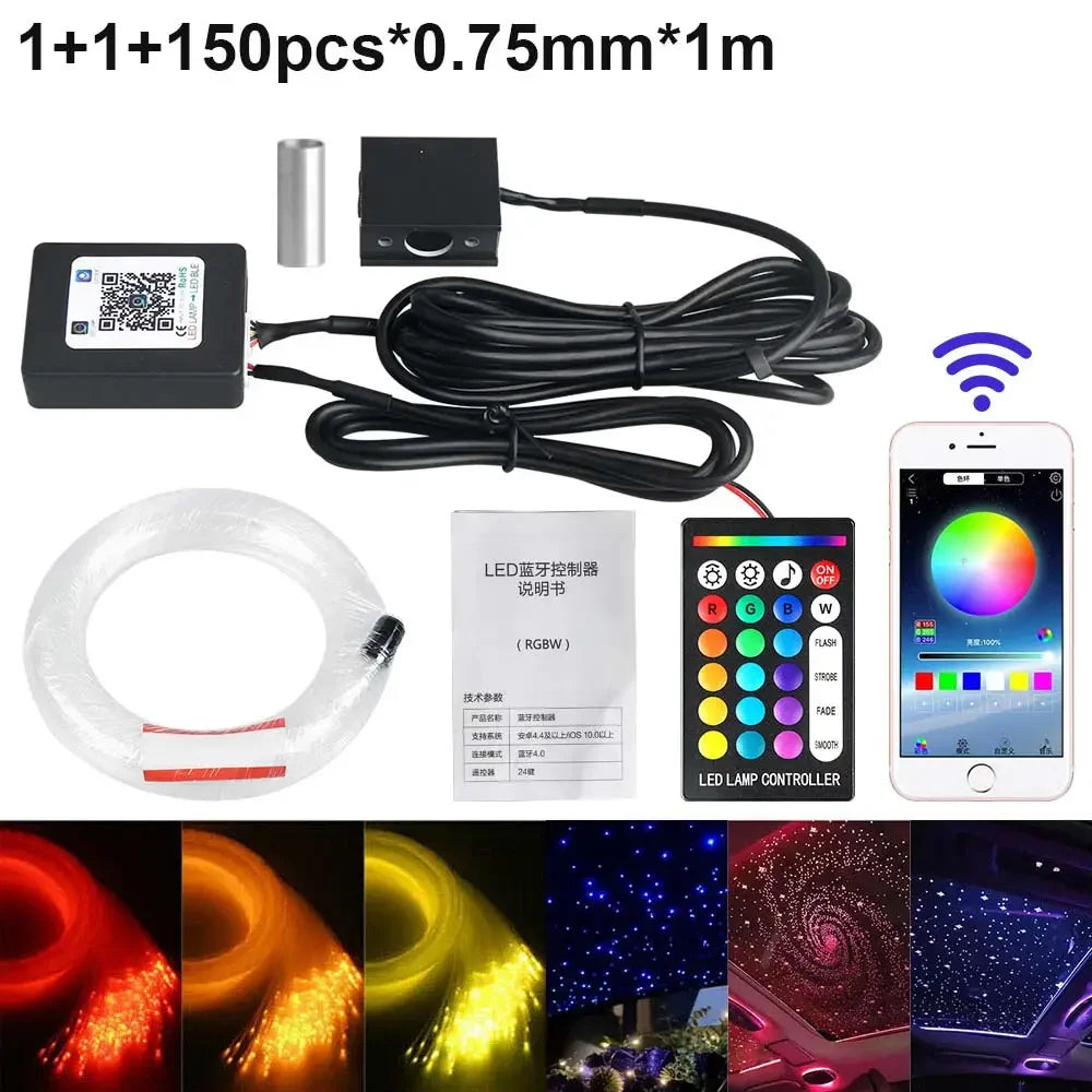 RGBW 1/2/4/6 split machine Car Roof Star Light APP Control Fiber Optic Star Ceiling Light Starry Sky ceiling for Car Home