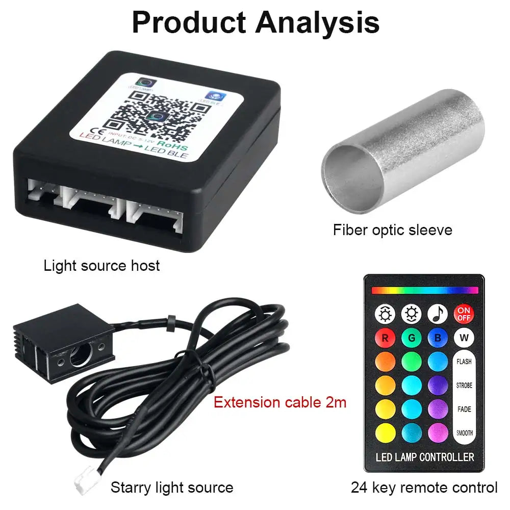 RGBW 1/2/4/6 split machine Car Roof Star Light APP Control Fiber Optic Star Ceiling Light Starry Sky ceiling for Car Home