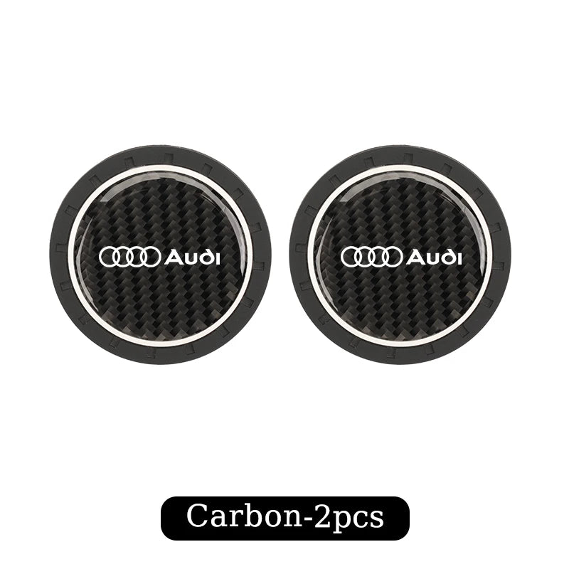 2Pcs Car Water Cup Mat Carbon Fiber Bottle Holder Pad Anti-slip For Audi A1 A3 A4 A5 A6 A7 A8 Q2 Q3 Q5 Q7 Q8 Quattro S7 S8 S3 S4