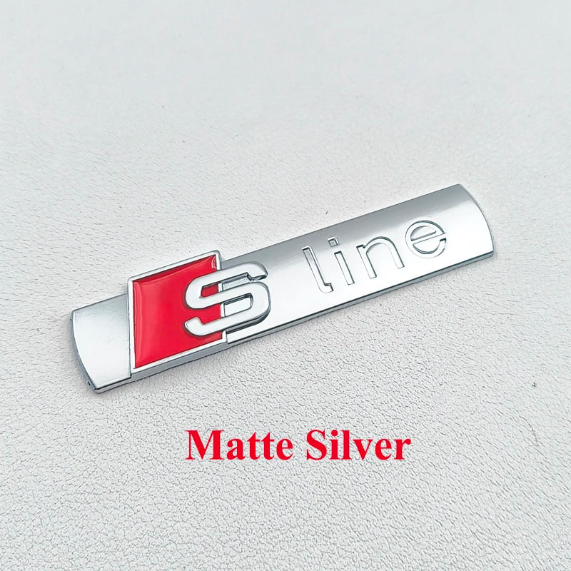 3D Metal Sline Logo S Line Emblem Car Fender Side Badge For Audi A1 A2 A3 A4 A5 A6 A7 A8 TT S3 S4 S5 S6 S7 Q2 Q3 Q5 Q7 Q8 RS3 R8